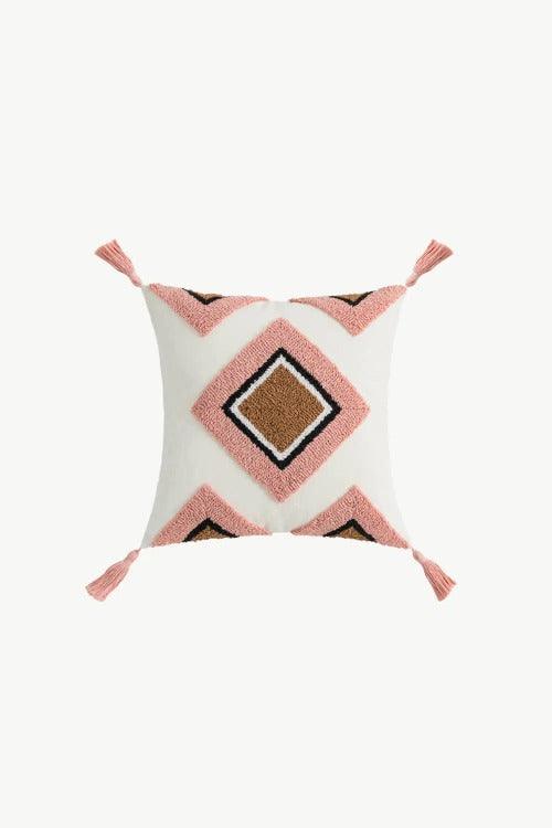 Decorative Throw Pillow Case Geometric Graphic Tassel Diamond Square | SiAra Clothing Store, LLC