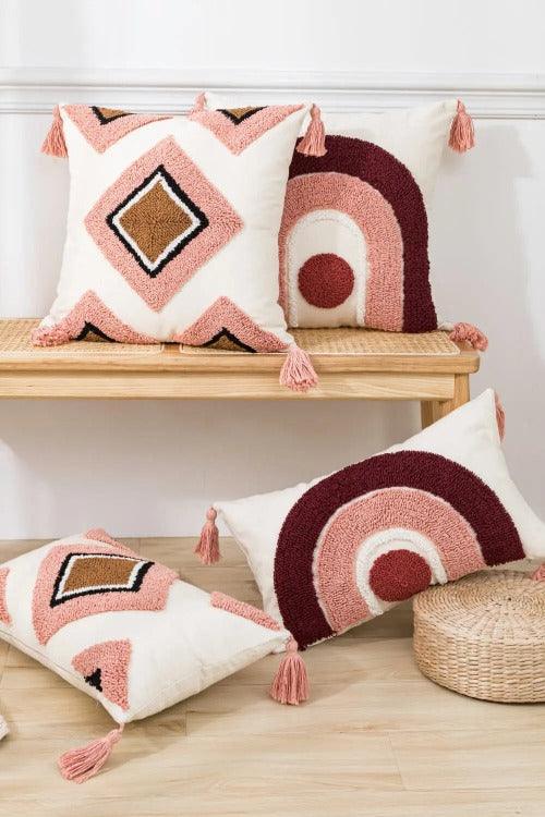 Decorative Throw Pillow Case Geometric Graphic Tassel Collection | SiAra Clothing Store, LLC