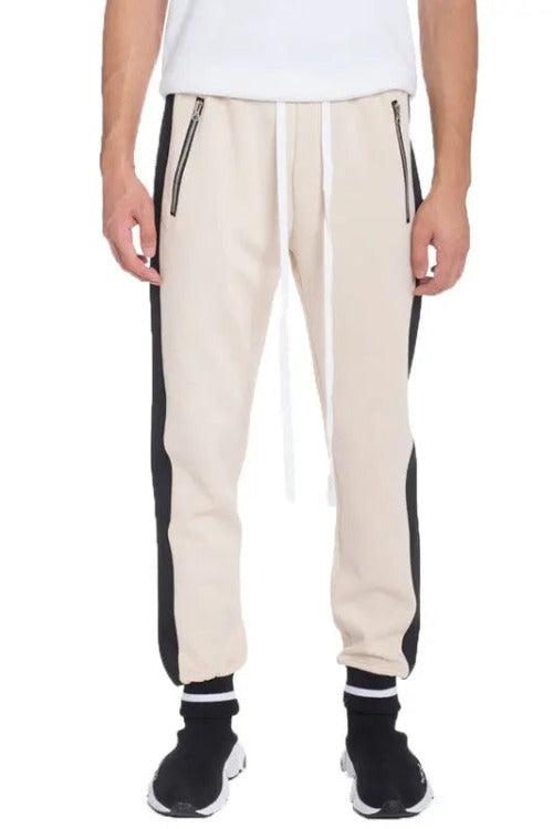 Men's Joggers Sweat-pants Side Stripe Beige | SiAra Clothing Store