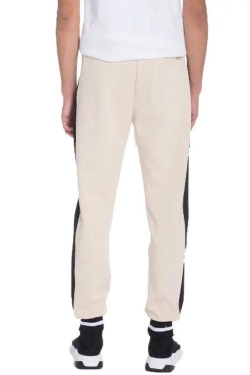 Men's Joggers Sweat-pants Side Stripe Beige Back | SiAra Clothing Store