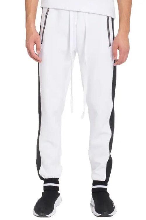 Men's Joggers Sweat-pants Side Stripe White | SiAra Clothing Store