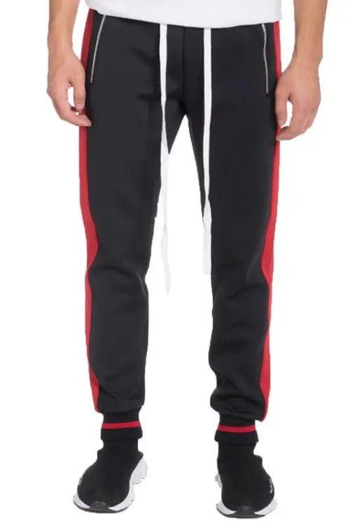 Men's Joggers Sweat-pants Side Stripe Black/Red | SiAra Clothing Store