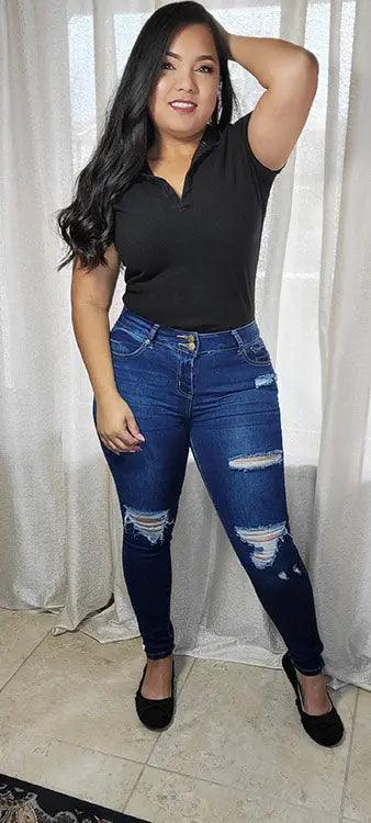High Waist Jeans | Blue, Distress with Pockets Skinny Jeans SiAra Clothing Store, LLC