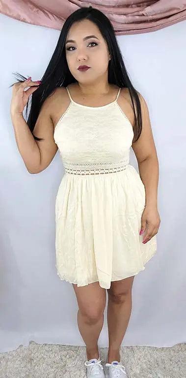 Ivory Mini Dress | Women's Sleeveless Ivory Lace Mini Dress SiAra Clothing Store, LLC