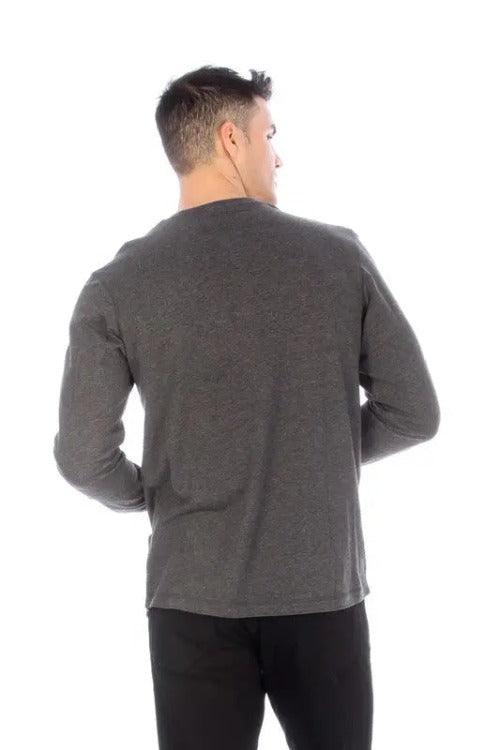Men's Long Sleeve Henley Shirt Charcoal Back | SiAra Clothing Store