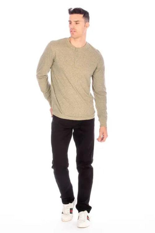 Men's Long Sleeve Henley Shirt Front | SiAra Clothing Store