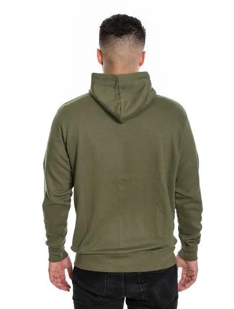 Men's Fleece Hoodie Jacket Olive Back | SiAra Clothing Store, LLC