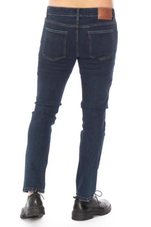 Men's Jeans Slim Fit Tapered Dark Blue Back | SiAra Clothing Store, LLC