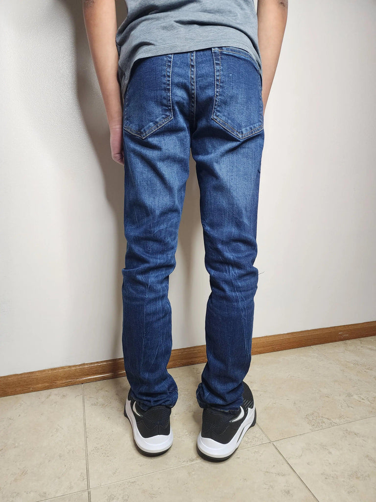 Men's Slim Fit Dark Blue Distress Jeans SiAra Clothing Store, LLC