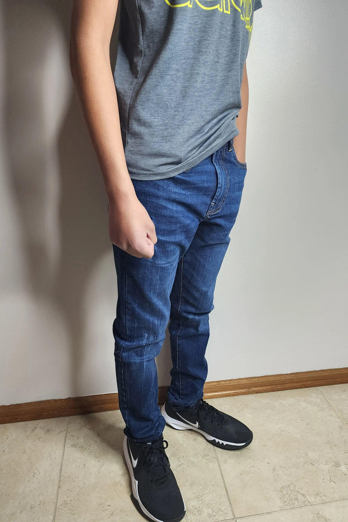 Men's Slim Fit Dark Blue Distress Jeans SiAra Clothing Store, LLC