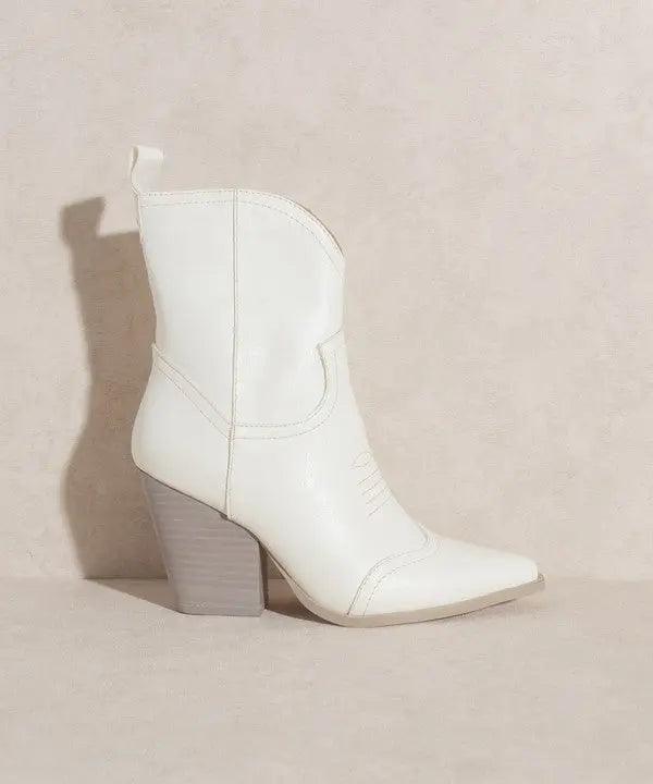 Western Short Boots White Right Shoe | SiAra Clothing Store, LLC
