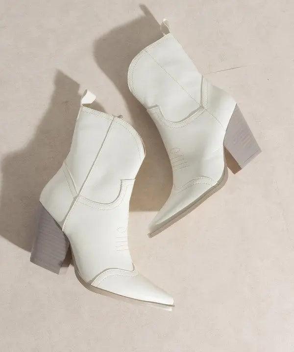 Western Short Boots White View of Both Shoe on the Sides | SiAra Clothing Store, LLC