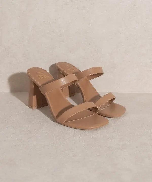 High Heel Straps Sandals Taupe Sided | SiAra Clothing Store, LLC