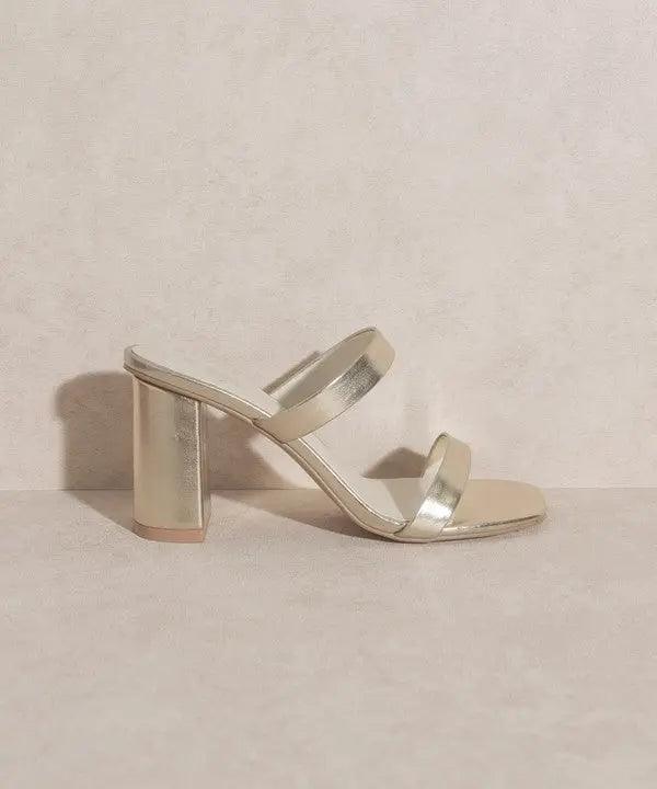 High Heel Straps Sandals Light Gold Right Shoe | SiAra Clothing Store, LLC