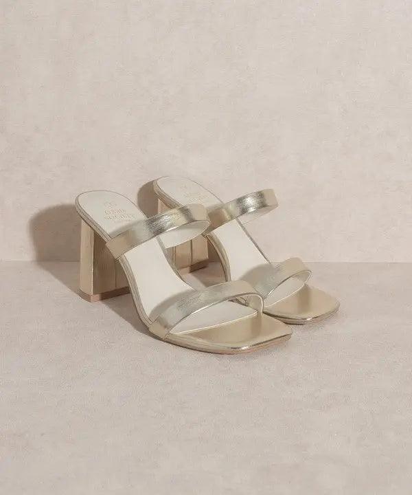 High Heel Straps Sandals Light Gold Sided | SiAra Clothing Store, LLC