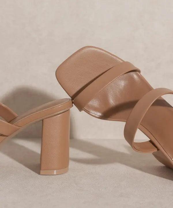High Heel Straps Sandals Taupe Close Up | SiAra Clothing Store, LLC