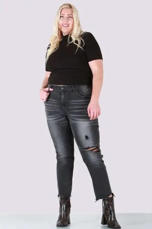 Women's Plus Relaxed Grey Skinny Jeans | SiAra Clothing Store, LLC