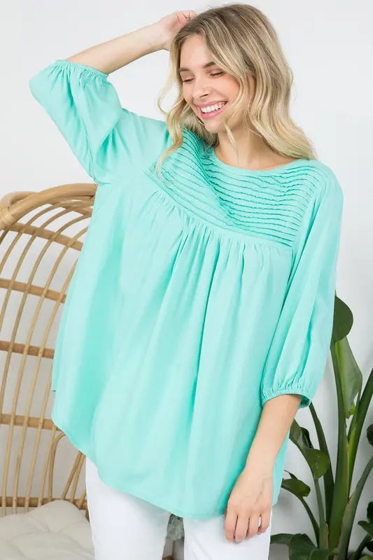 Women's Plus Solid Tunic Blouse Mint | SiAra Clothing Store, LLC