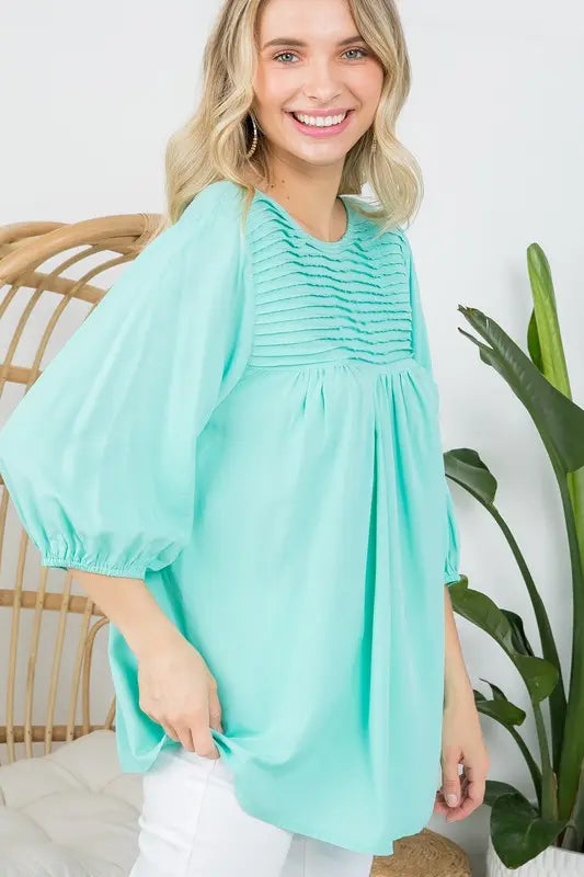 Women's Plus Solid Tunic Blouse Mint Side | SiAra Clothing Store, LLC