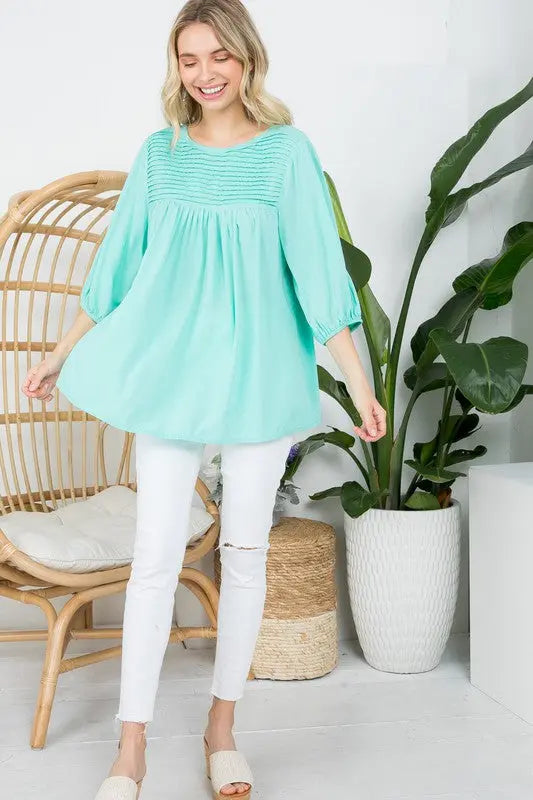 Women's Plus Solid Tunic Blouse Mint Front | SiAra Clothing Store, LLC