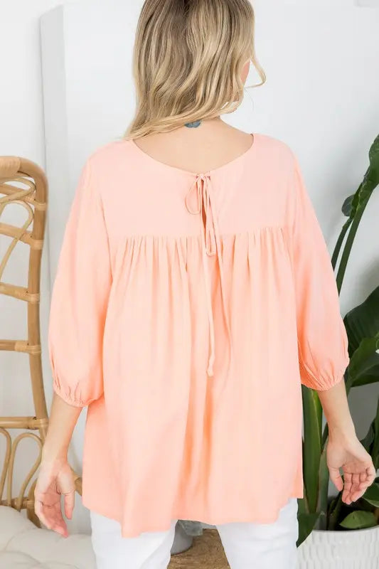Women's Plus Solid Tunic Blouse Peach | SiAra Clothing Store, LLC
