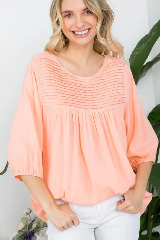 Women's Plus Solid Tunic Blouse Peach Front | SiAra Clothing Store, LLC