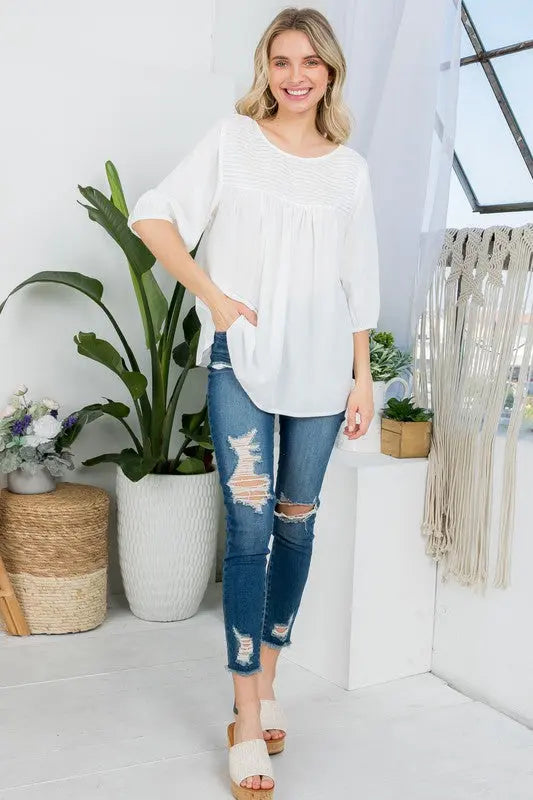 Women's Plus Solid Tunic Blouse Off white Front | SiAra Clothing Store, LLC