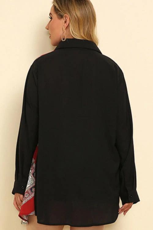 Women's Plus Color Block Long Sleeve Shirt Back | SiAra Clothing Store, LLC