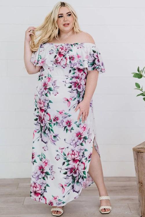 Maxi Dress Floral Plus-size Side Slit Front | SiAra Clothing Store, LLC