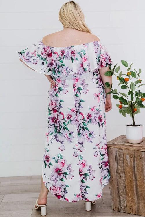 Maxi Dress Floral Plus-size Side Slit on Back | SiAra Clothing Store, LLC