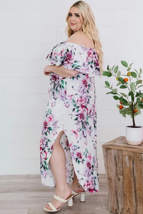 Maxi Dress Floral Plus-size Side Slit Side | SiAra Clothing Store, LLC
