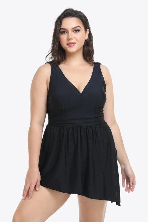 Women's Plus Plunge Two-Piece Swimsuit Black | SiAra Clothing Store, LLC
