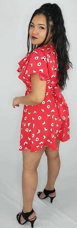 Mini Dress Red Floral Back | SiAra Clothing Store