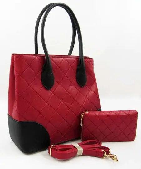 Quilted Red Bag Wallet Set | SiAra Clothing Store, LLC