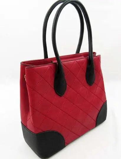 Quilted Red Bag Wallet Set Front | SiAra Clothing Store, LLC