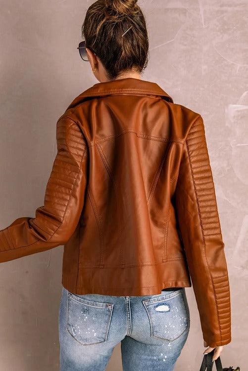 Jacket Ribbed Faux Leather | SiAra Clothing Store, LLC