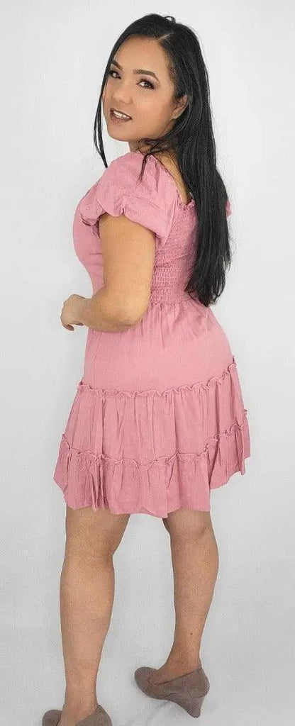 Mini Dress Rose Short-sleeve | SiAra Clothing Store, LLC
