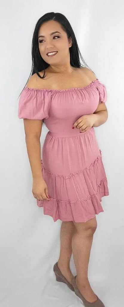 Mini Dress Rose Short-sleeve | SiAra Clothing Store, LLC