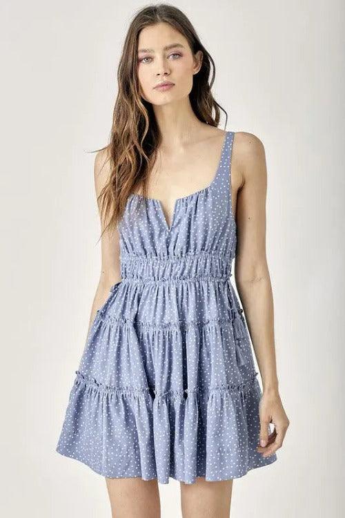 Women's Polka Dot Mini Dress Tiered Front | SiAra Clothing Store, LLC