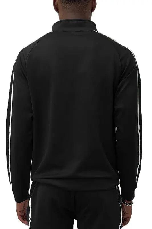 Men's Tape Stripe Track Jacket Black Back | SiAra Clothing Store
