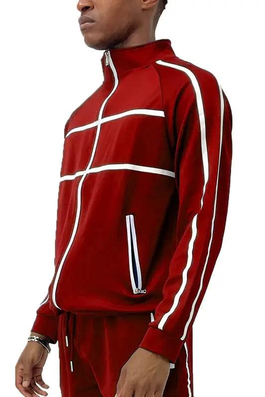 Men's Tape Stripe Track Jacket Red Side | SiAra Clothing Store