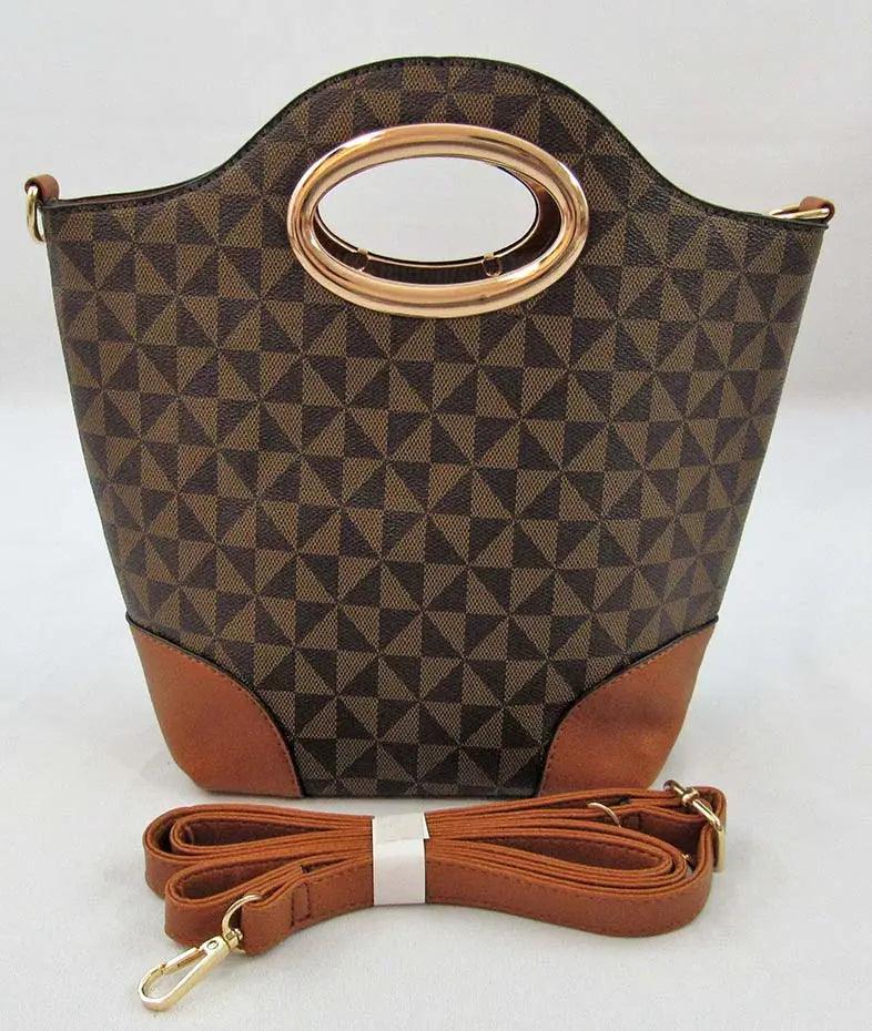 Tote Bag Scalloped Edge 3-in-1 Brown Set | SiAra Clothing Store, LLC