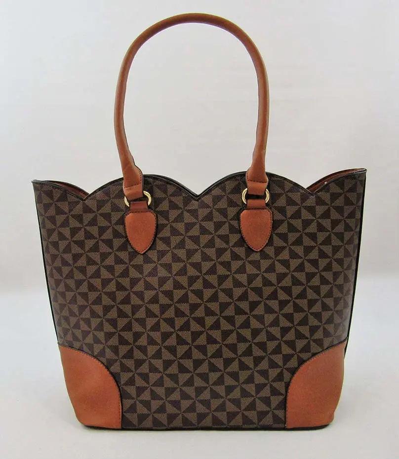 Tote Bag Scalloped Edge 3-in-1 Brown Set |Set SiAra Clothing Store, LLC