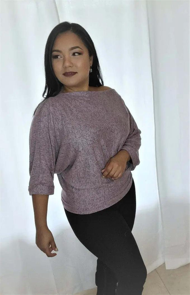 Women's 3/4 Sleeves Barleycorn Pattern Tunic Top SiAra Clothing Store