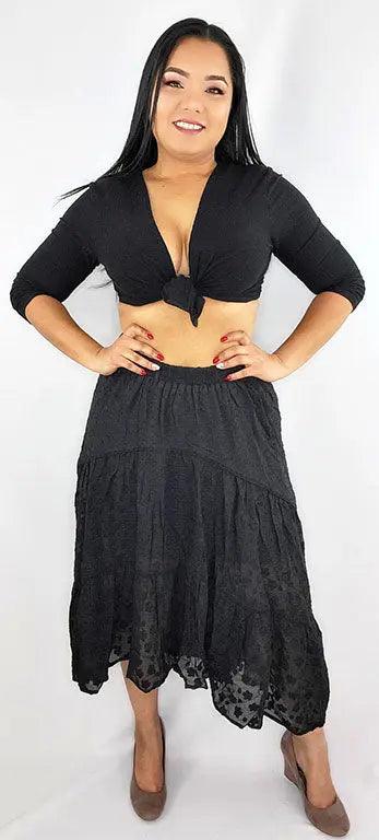Midi Skirt Black Asymmetrical | SiAra Clothing Store, LLC