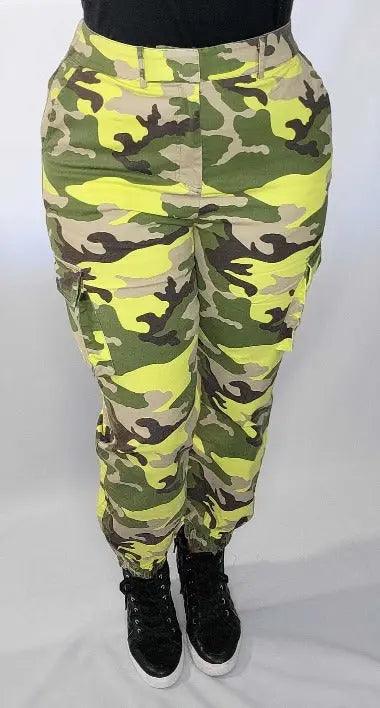 Women's Camouflage Print Elastic Waist Cargo Pants SiAra Clothing Store, LLC