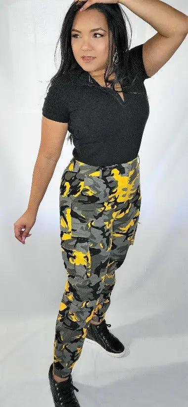 Women's Camouflage Print Elastic Waist Cargo Pants SiAra Clothing Store, LLC