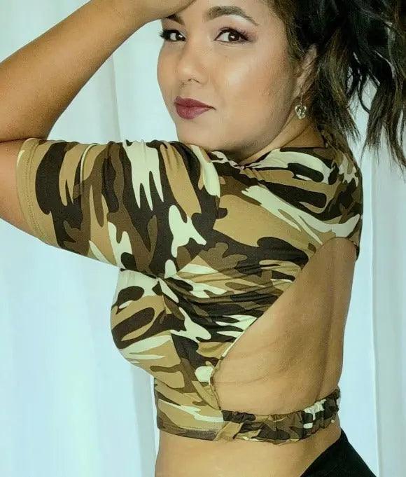 Camouflage Women's Crop-top short Sleeves Back | SiAra Clothing Store