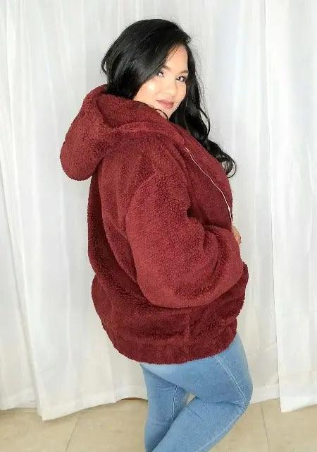Women's Fuzzy Long Sleeves Hoodie Jacket SiAra Clothing Store