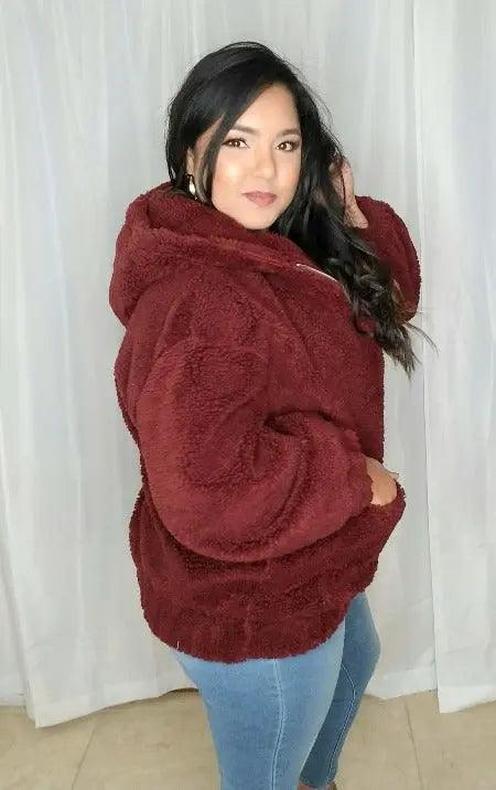 Women's Fuzzy Long Sleeves Hoodie Jacket SiAra Clothing Store